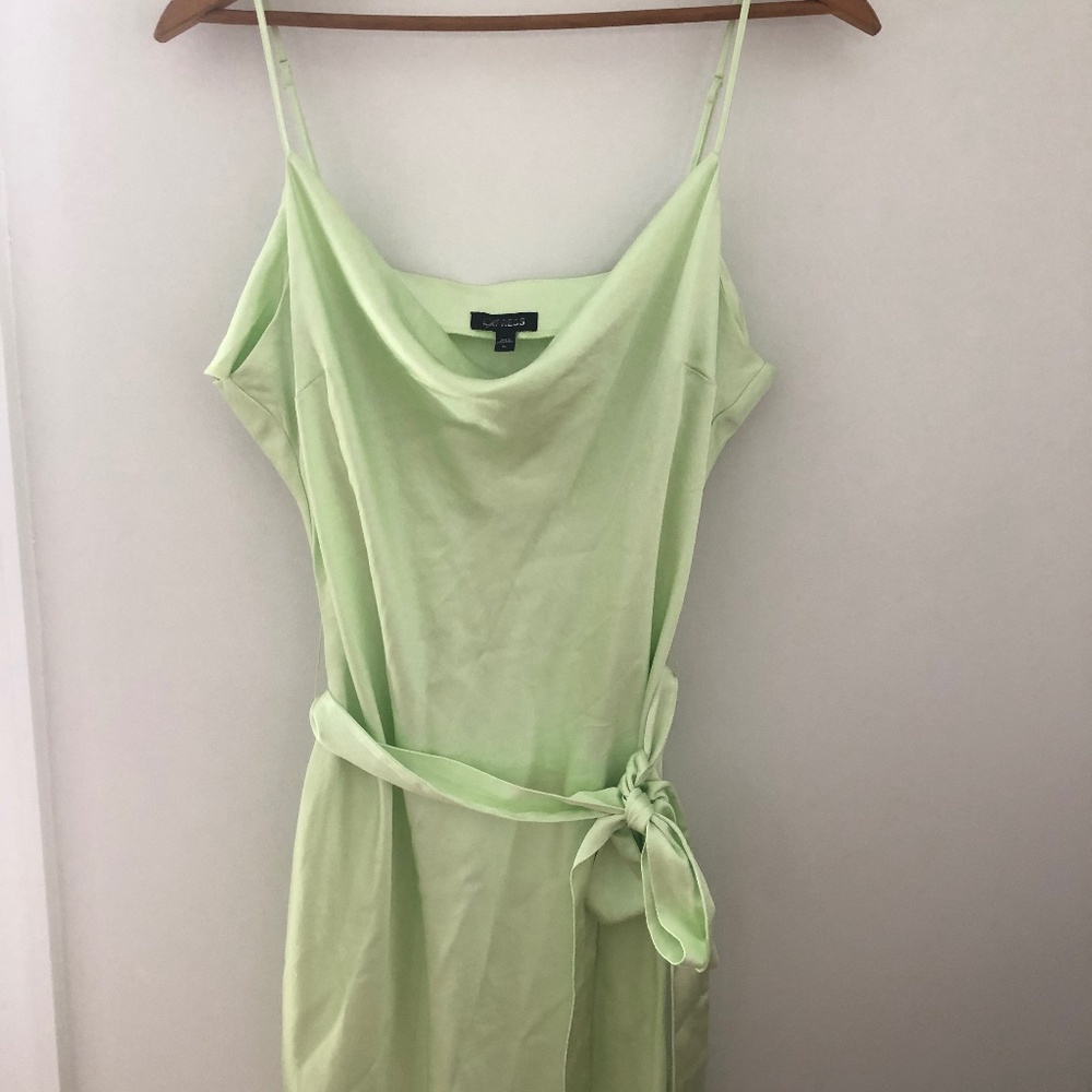 Express Lime satin cowl neck mini dress